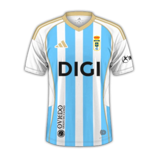 Real Oviedo Shirt 25/26 – Blauw en Wit